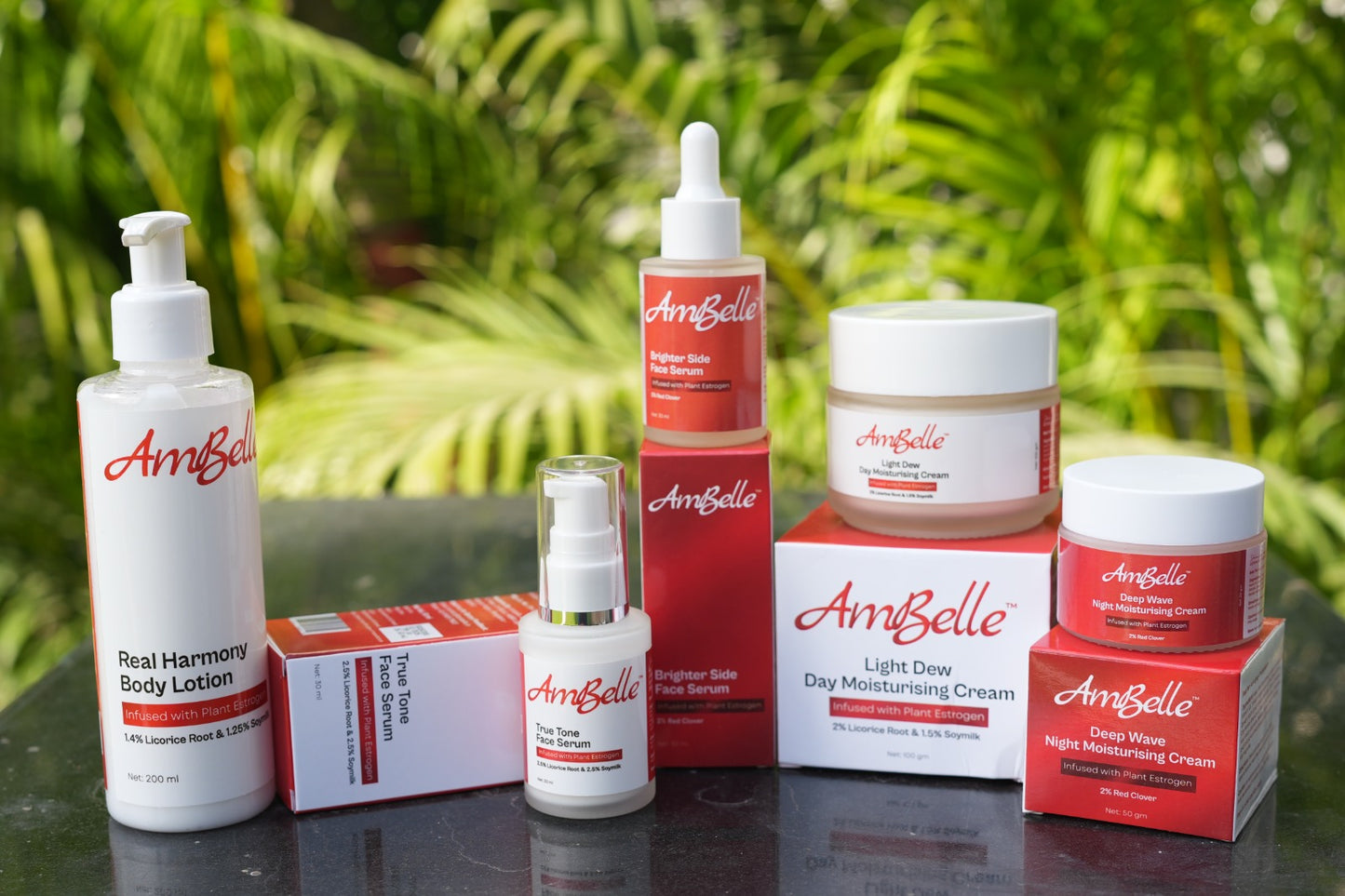 AmBelle Complete Range: Day Moisturiser, Night Moisturiser, Body Lotion, Brightening Serum, Even Skin Tone Serum