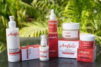 AmBelle Complete Range: Day Moisturiser, Night Moisturiser, Body Lotion, Brightening Serum, Even Skin Tone Serum